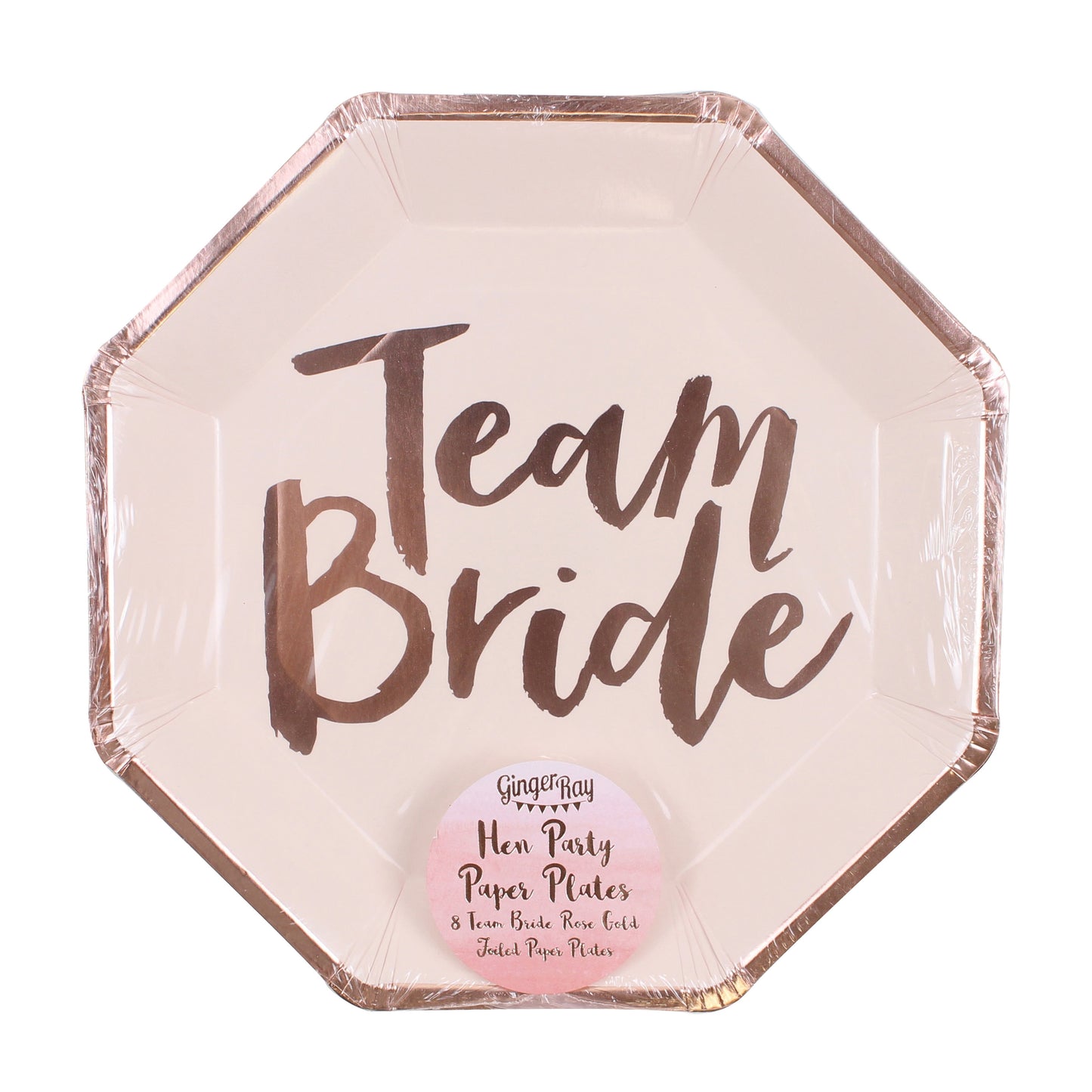 Rose Gold Foiled Team Bride Paper Plates - Team Bride