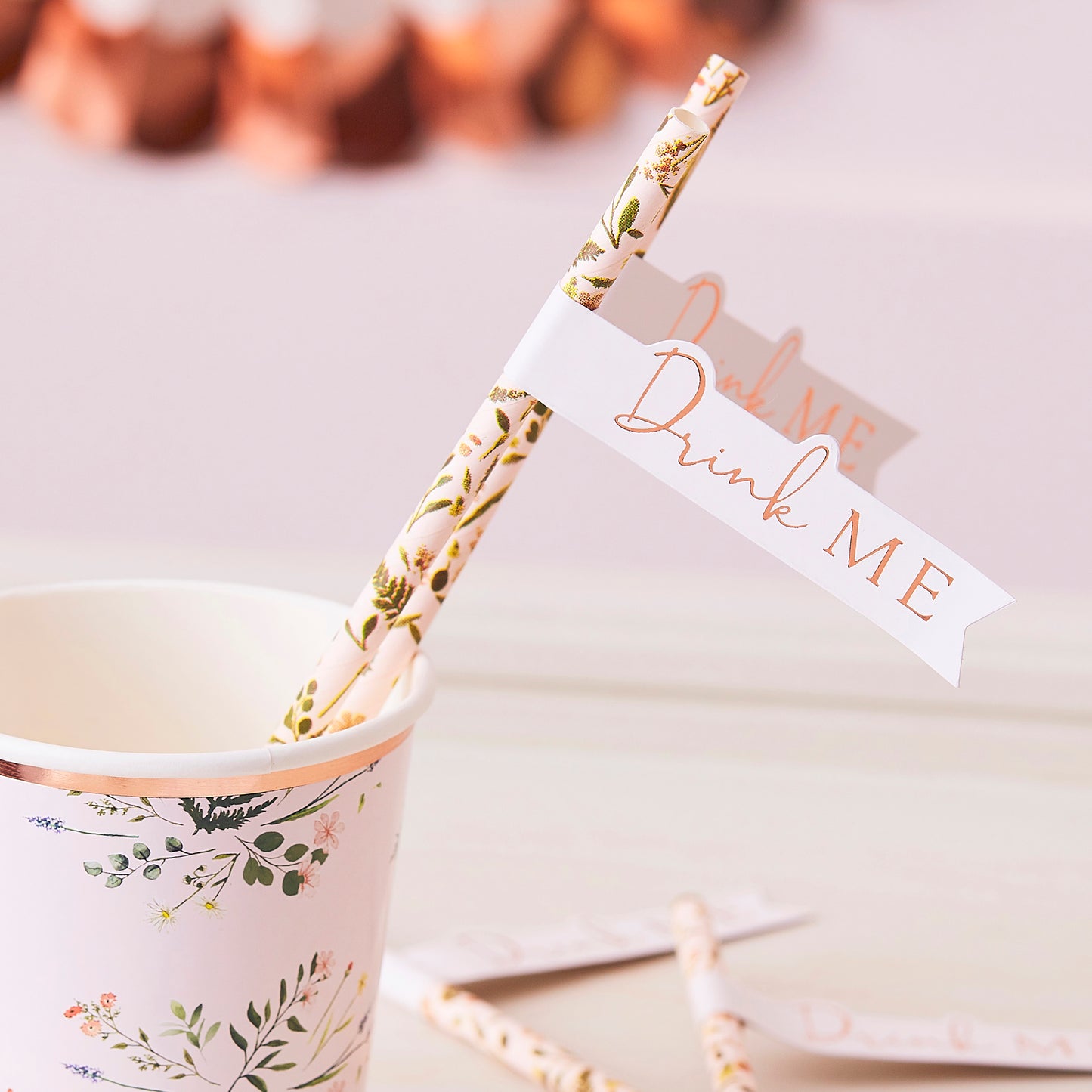 Tea Party Flag Paper Straws