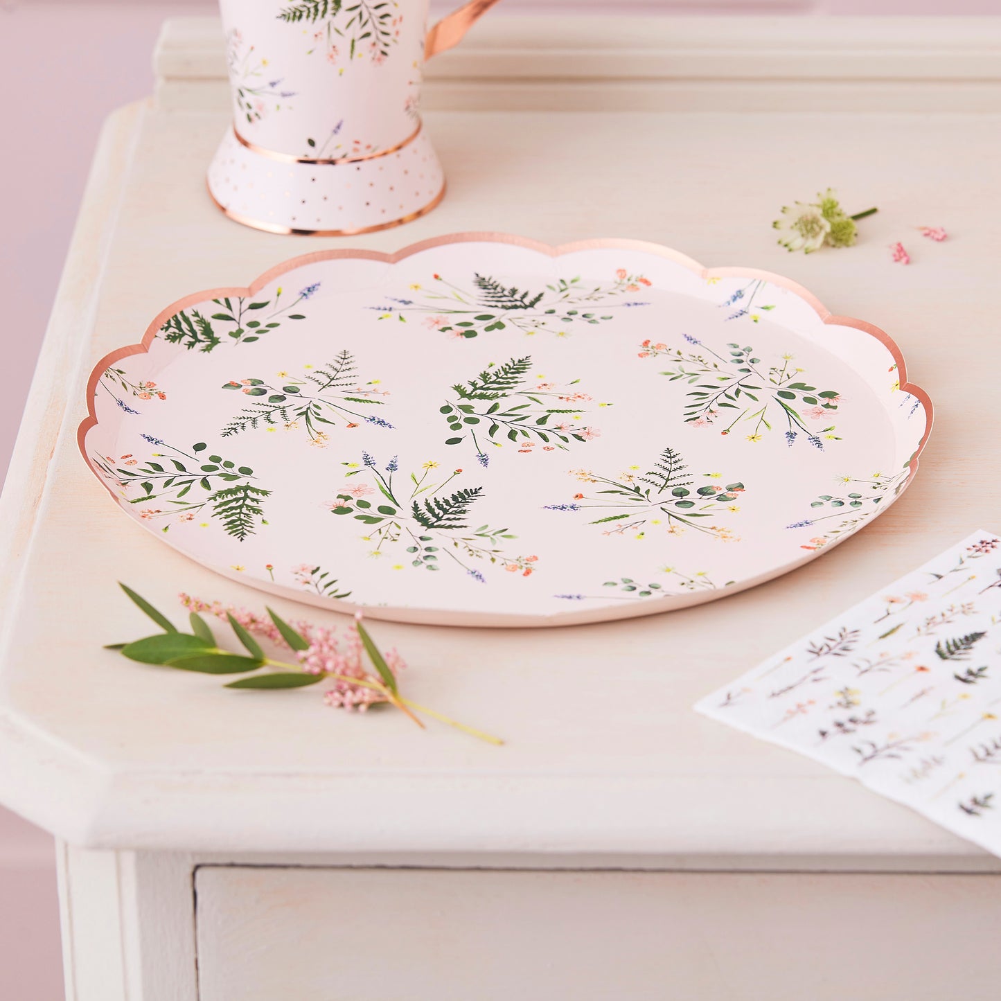 Floral Tea Party Foiled Paper Plates