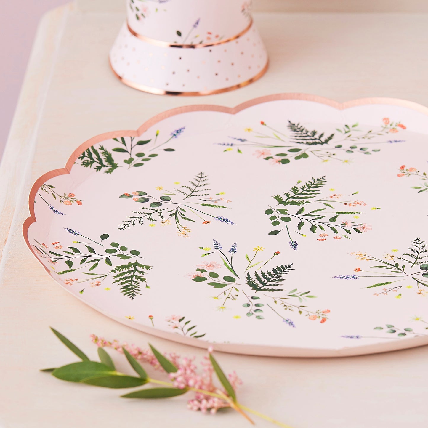Floral Tea Party Foiled Paper Plates