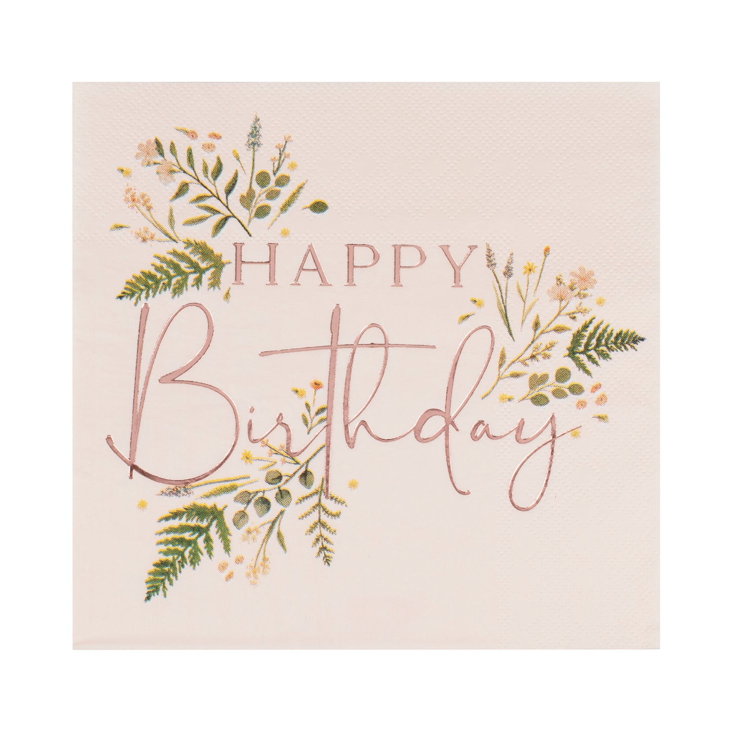 Floral Pink Happy Birthday Napkins