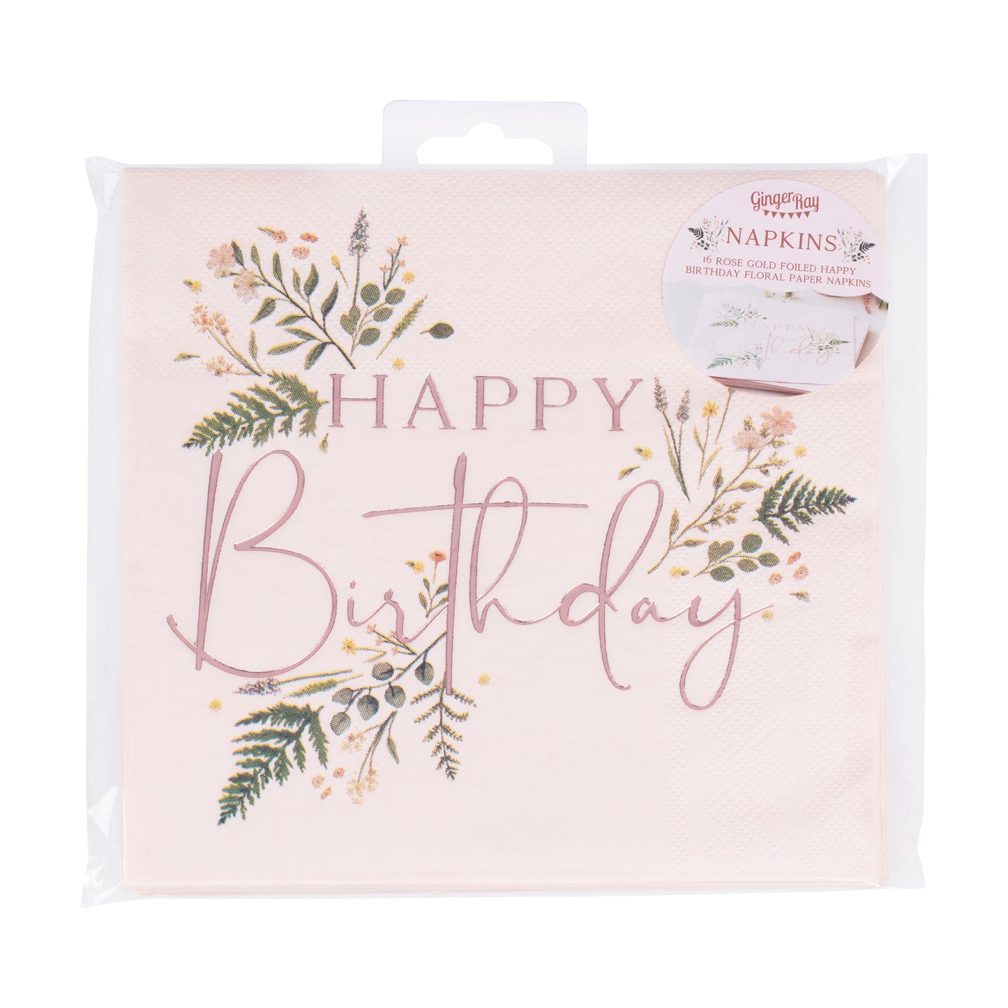 Floral Pink Happy Birthday Napkins
