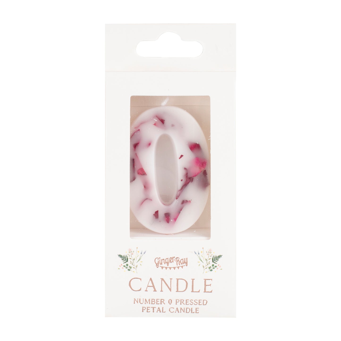 Pressed Petal Number 0 Birthday Cake Candle