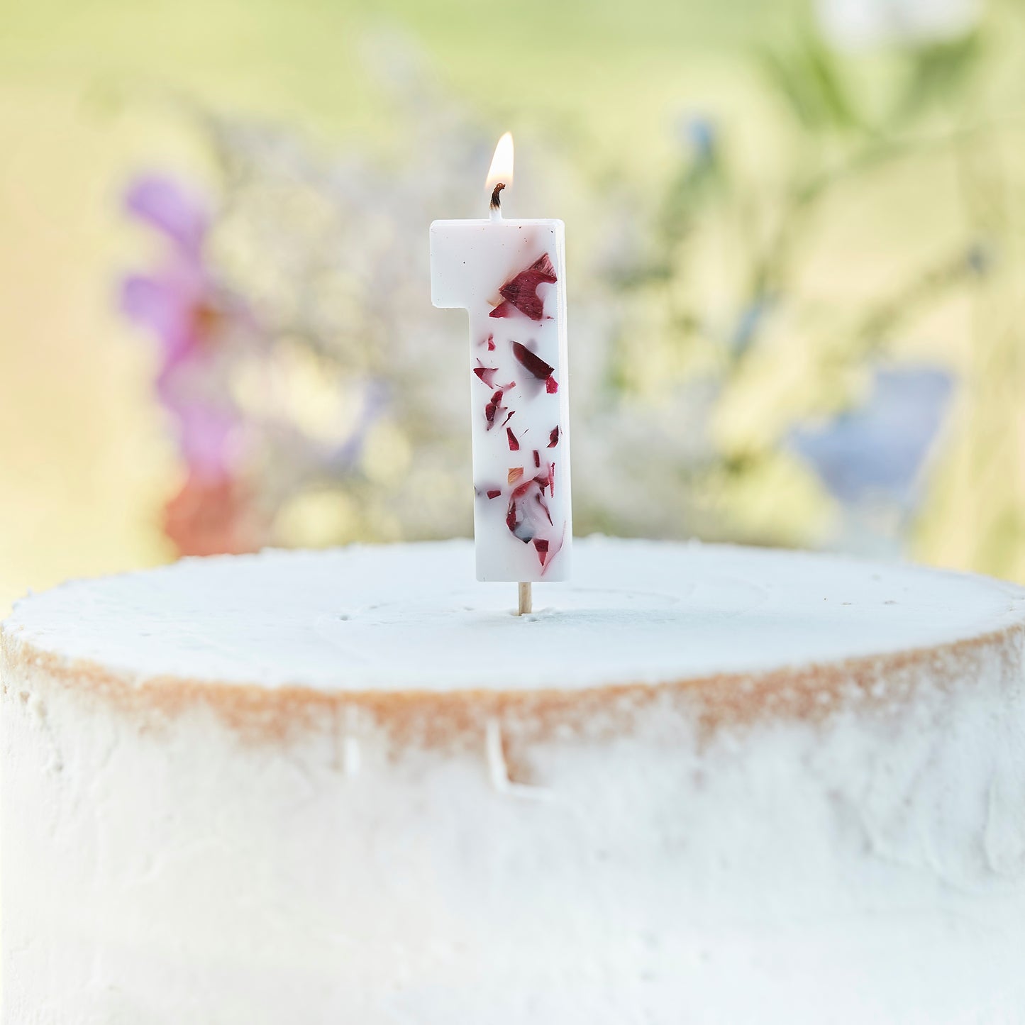 Pressed Petal Number 1 Birthday Cake Candle