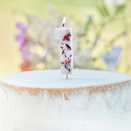 Pressed Petal Number 1 Birthday Cake Candle