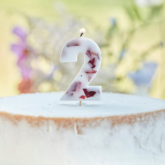 Pressed Petal Number 2 Birthday Cake Candle