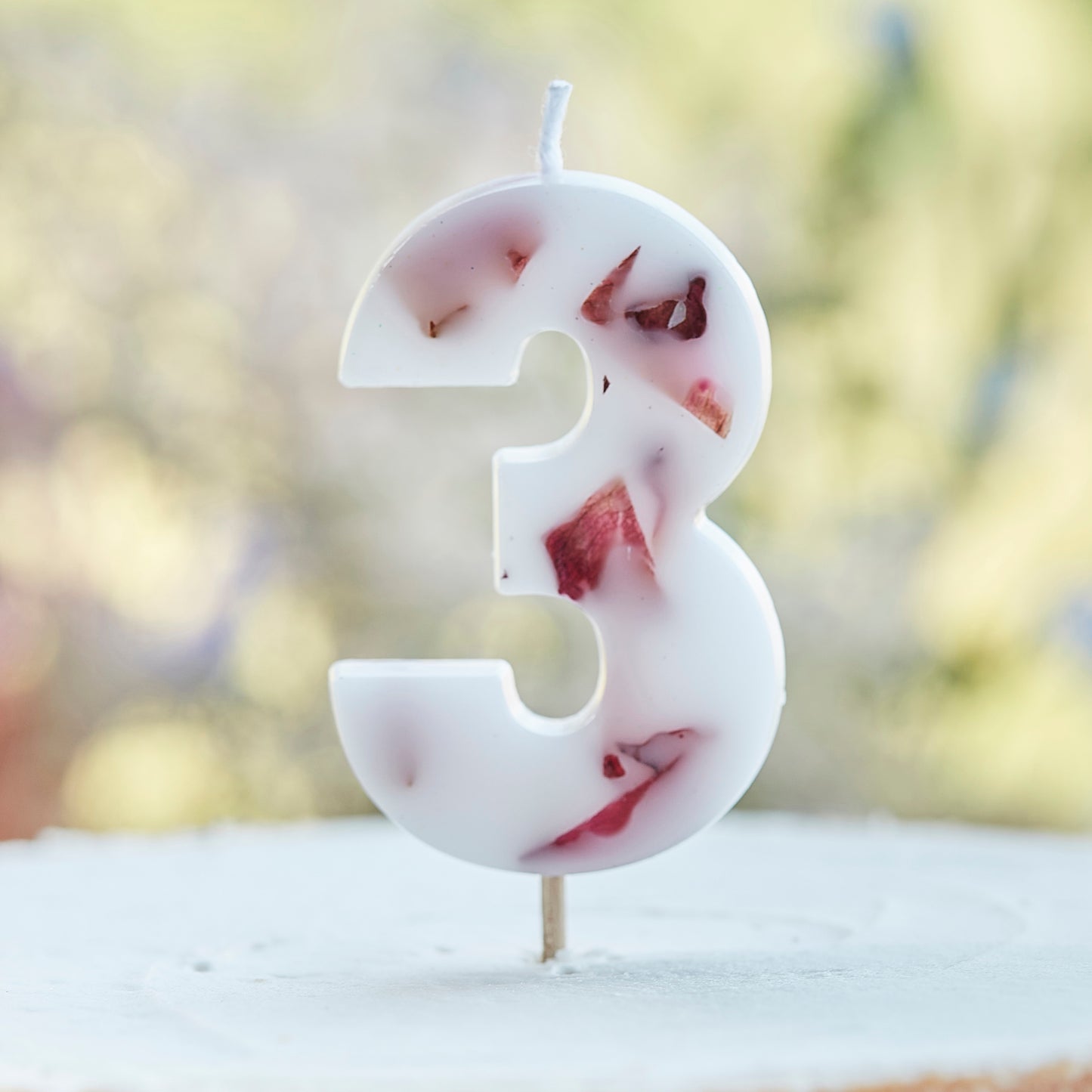 Pressed Petal Number 3 Birthday Cake Candle