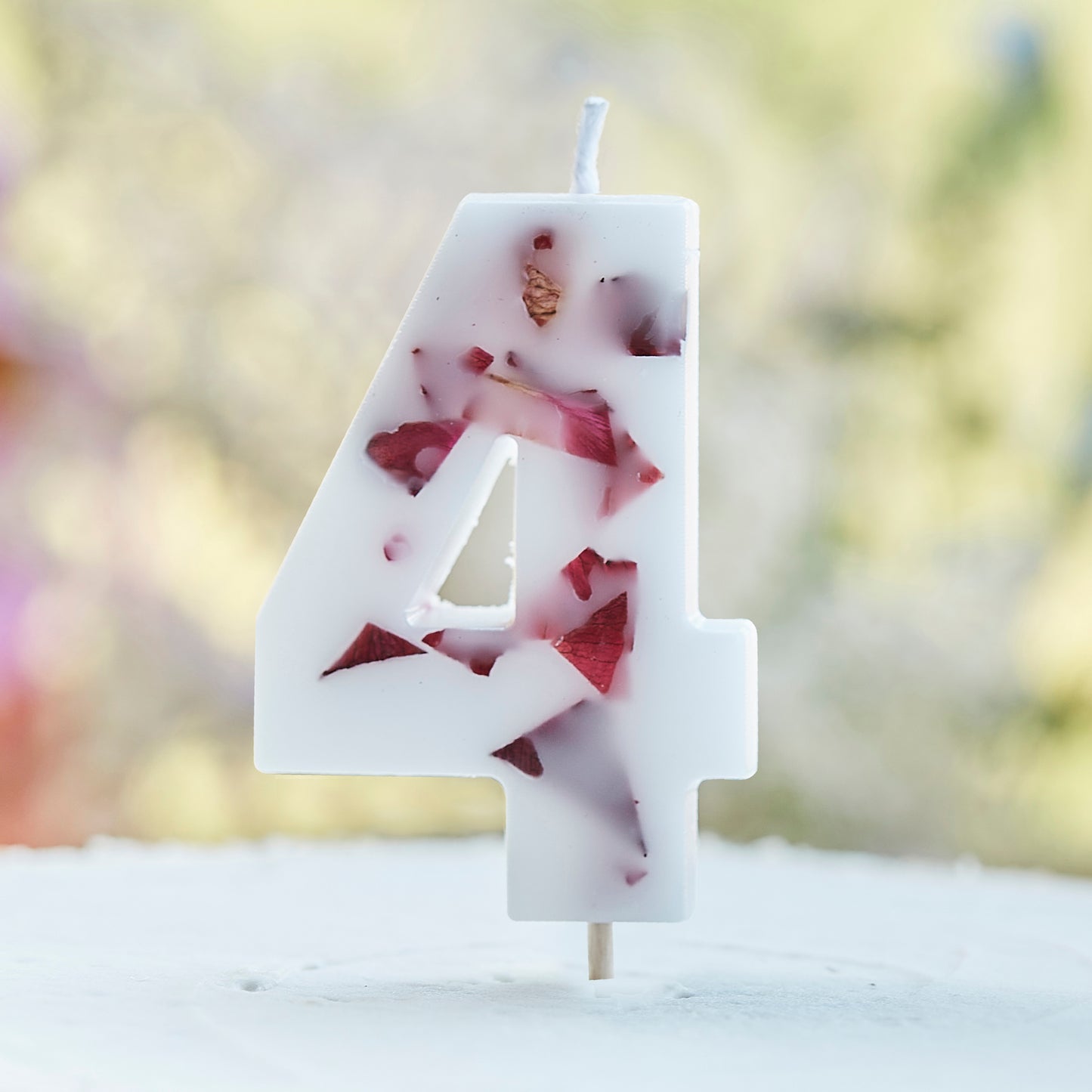 Pressed Petal Number 4 Birthday Cake Candle