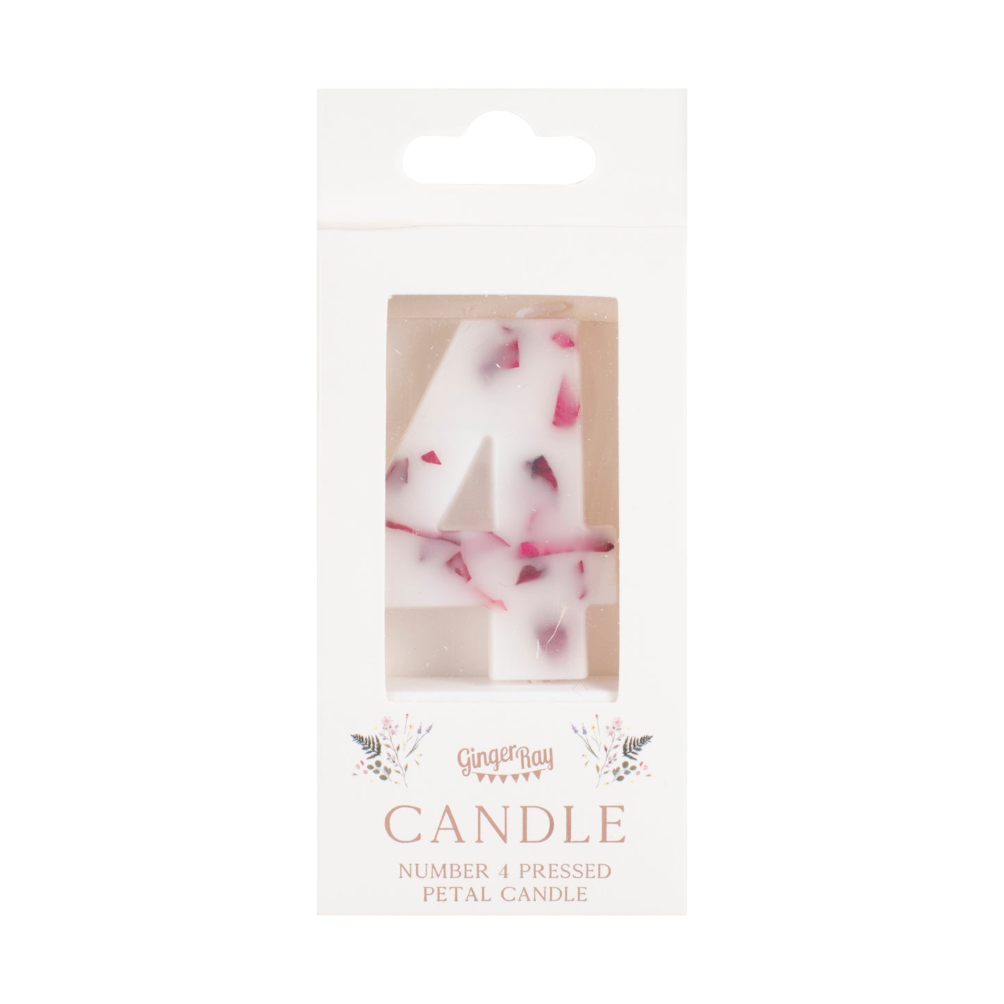 Pressed Petal Number 4 Birthday Cake Candle