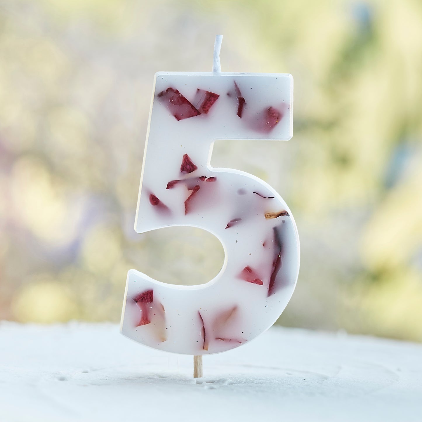 Pressed Petal Number 5 Birthday Cake Candle