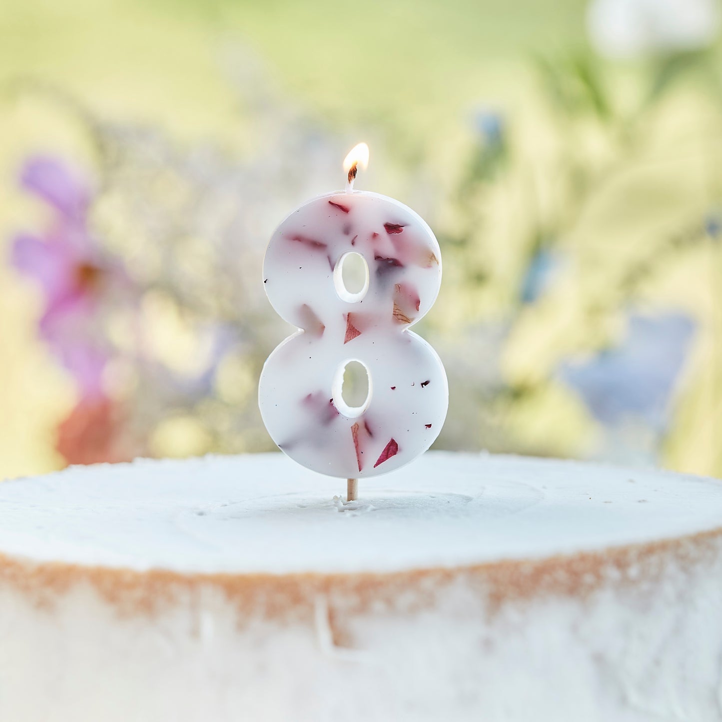 Pressed Petal Number 8 Birthday Cake Candle