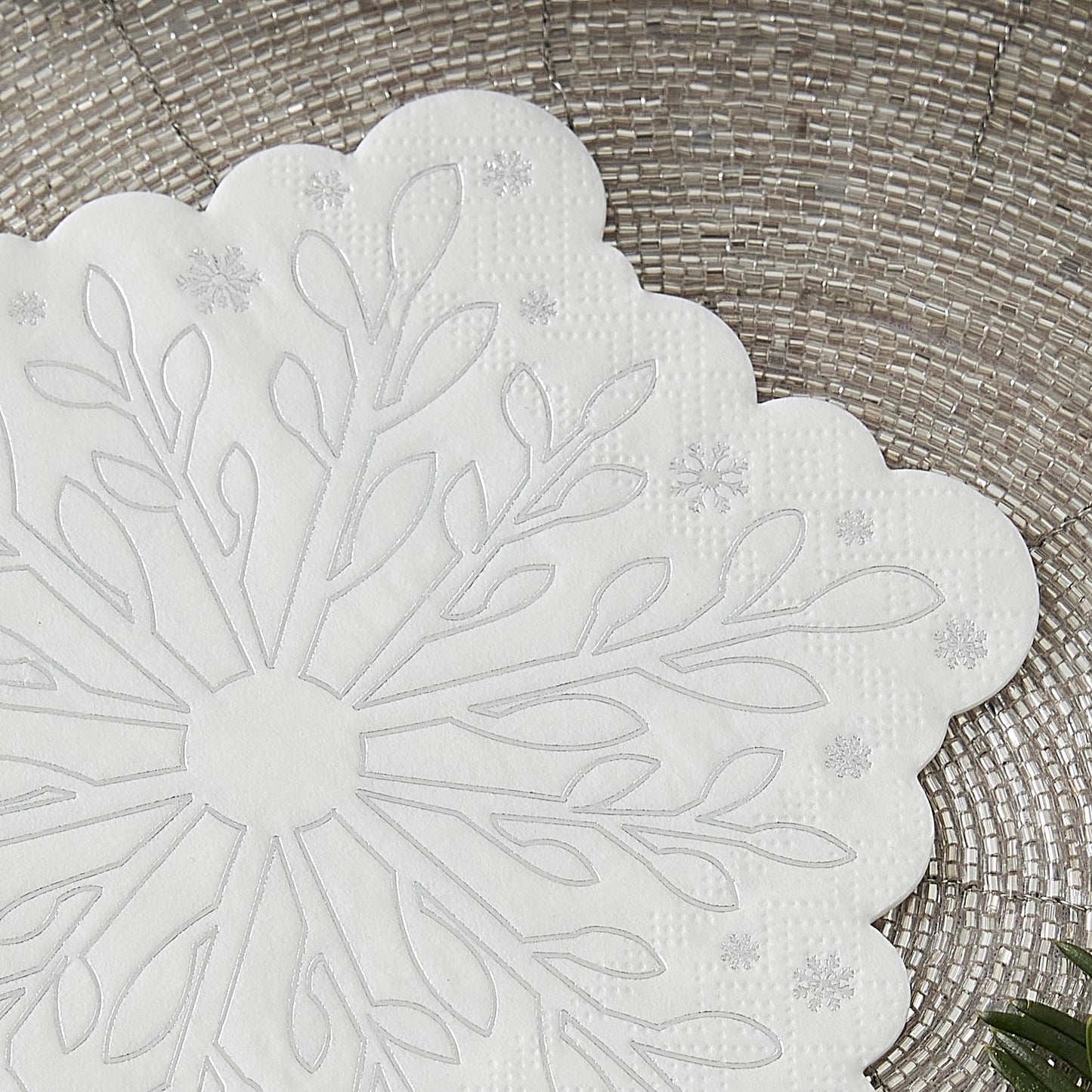 Silver Foiled Snowflake Christmas Paper Napkins