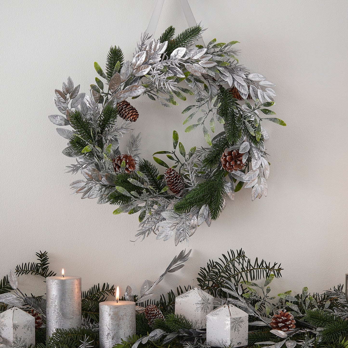 Silver Foliage Christmas Wreath