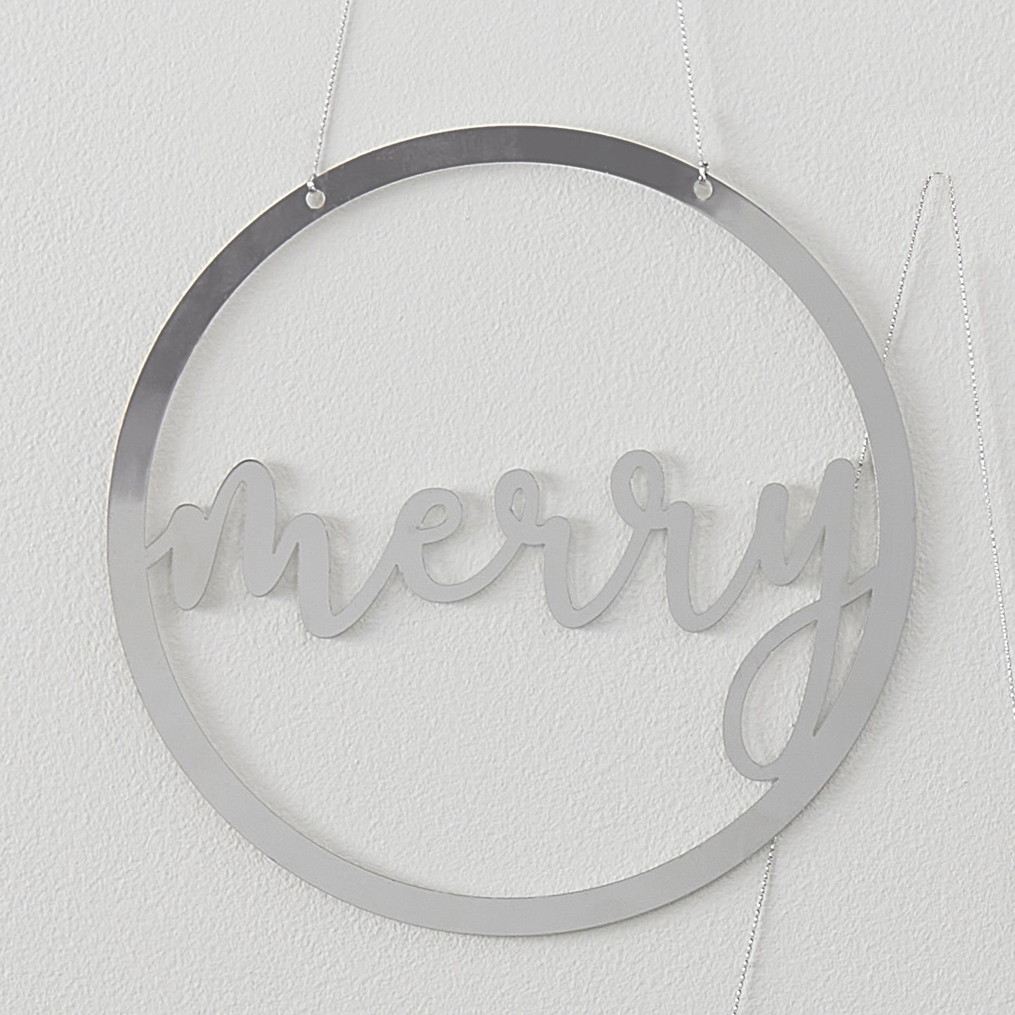 Silver Acrylic Merry and Bright Hanging Christmas Decorations