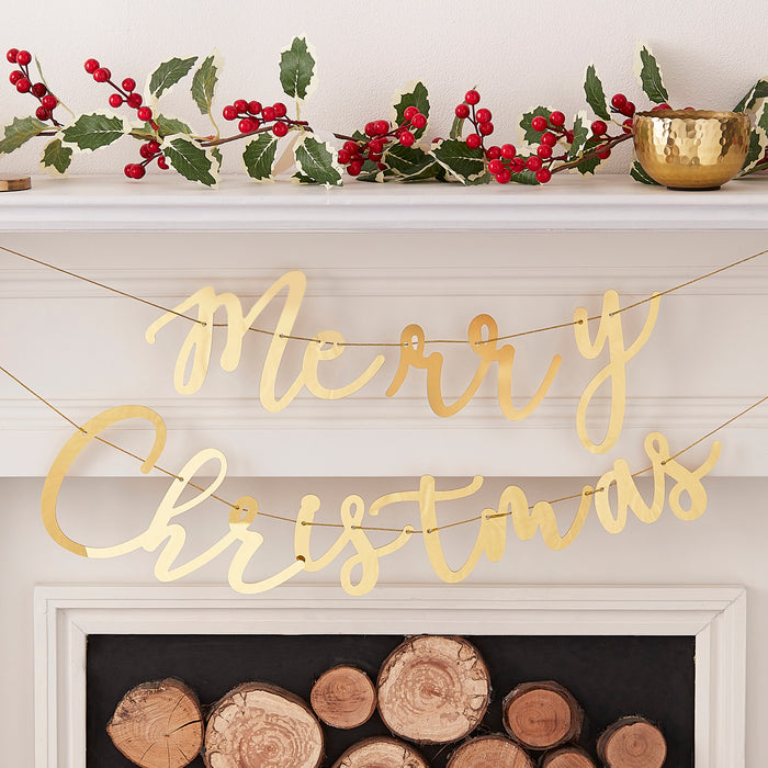 Merry Christmas Gold Acrylic Bunting