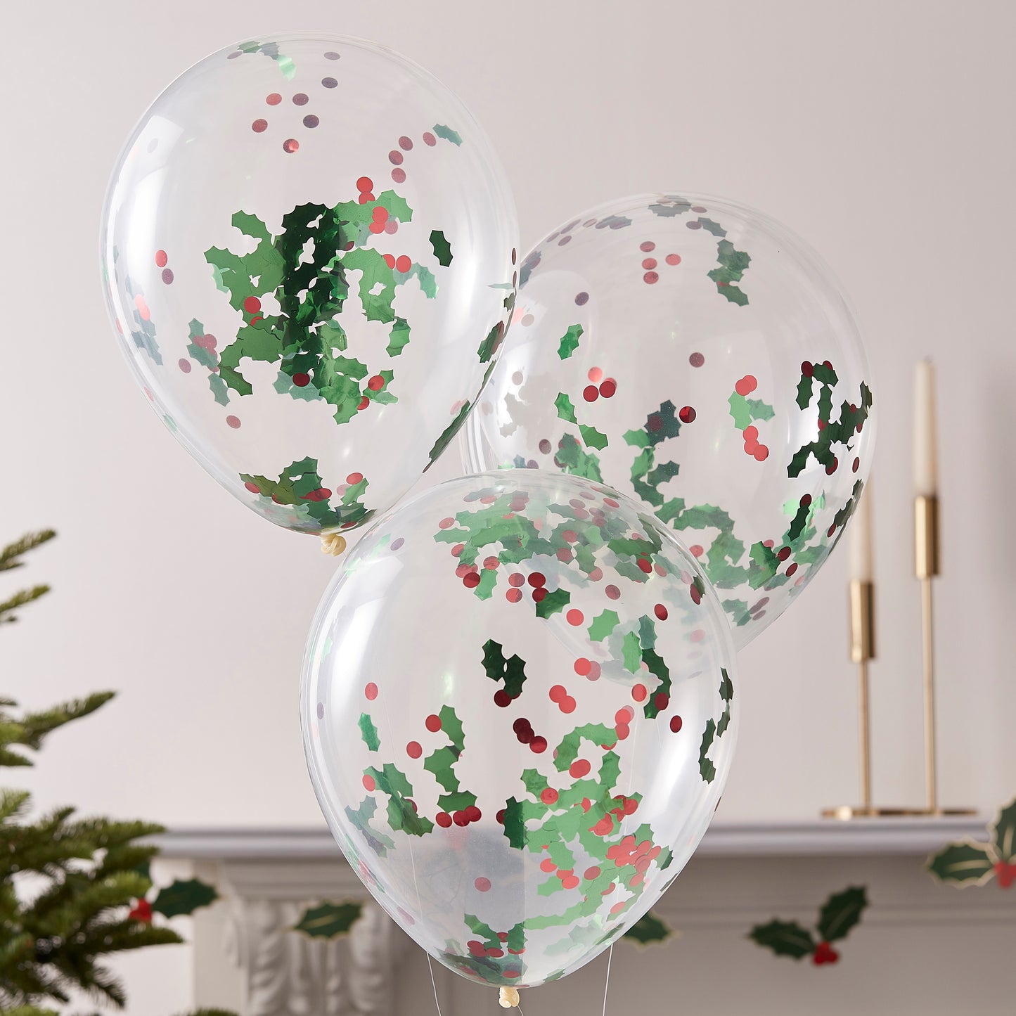 Christmas Holly And Berries Confetti Party Balloons