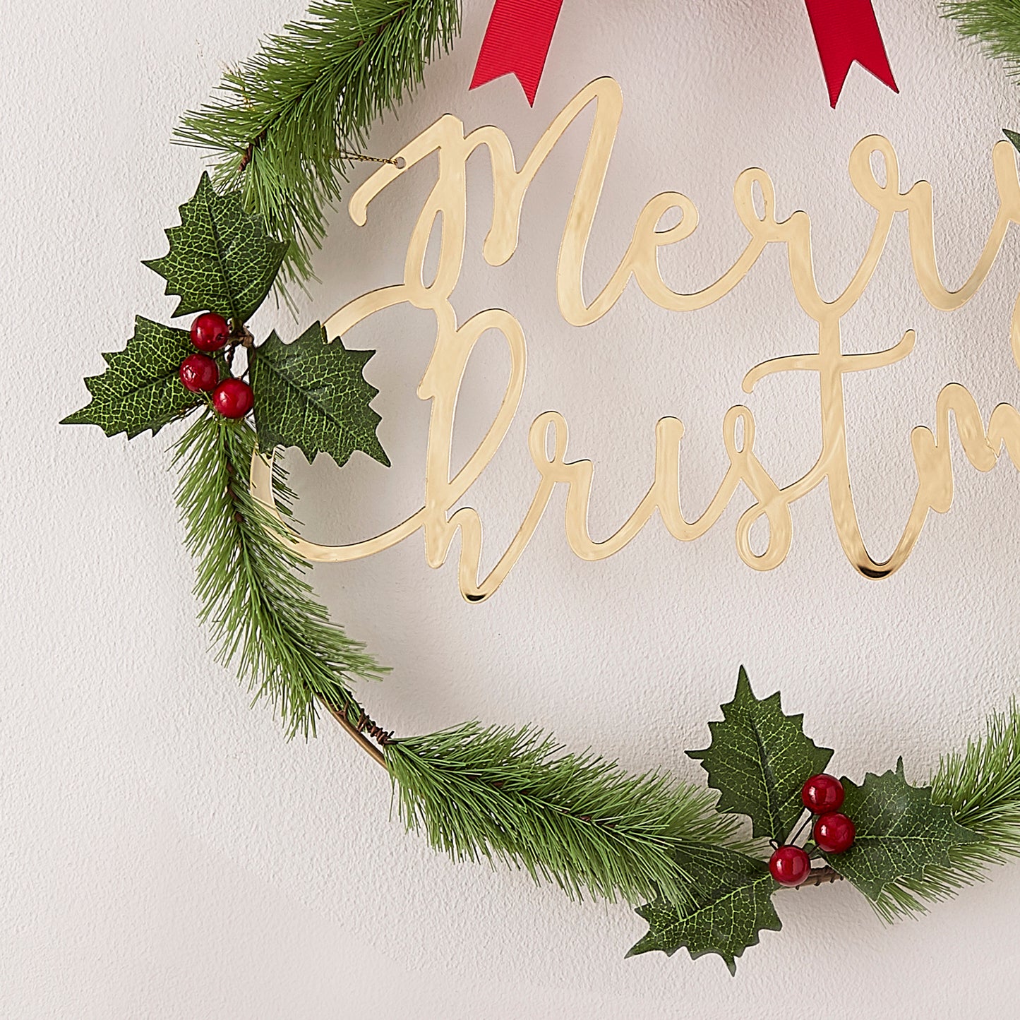 Merry Christmas Acrylic Gold Foliage Wreath