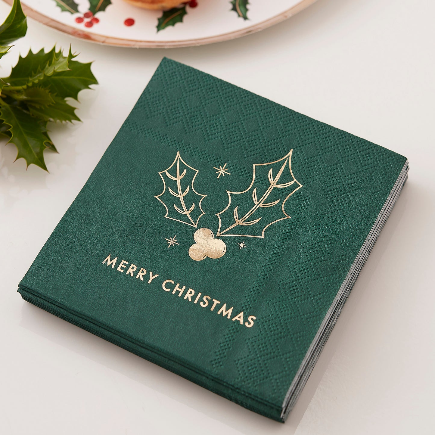 Green Merry Christmas Napkins