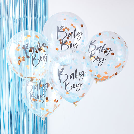 Blue Baby Boy Baby Shower Confetti Balloons