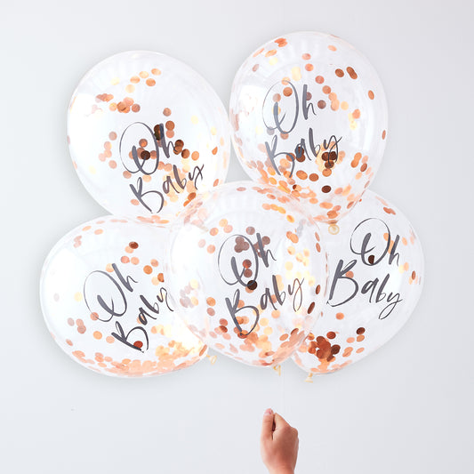 Rose Gold Oh Baby! Shower Confetti Balloons