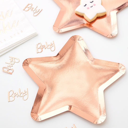 Rose Gold Star Shaped Paper Plates -  Twinkle Twinkle
