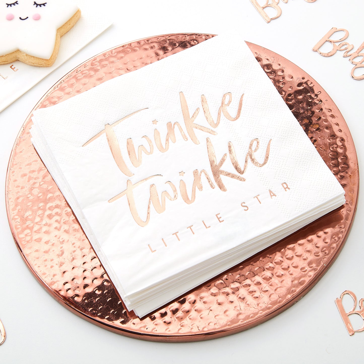 Rose Gold Twinkle Twinkle Baby Shower Napkins