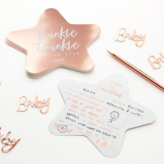 Rose Gold Foiled Baby Shower Advice Cards