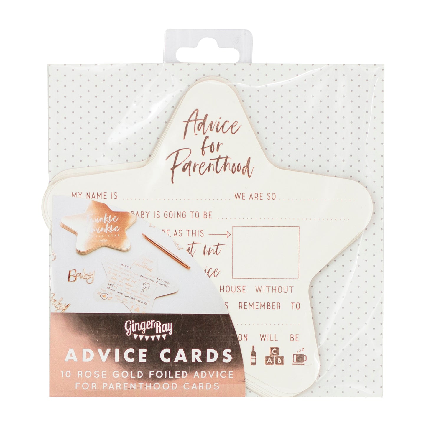 Rose Gold Foiled Baby Shower Advice Cards