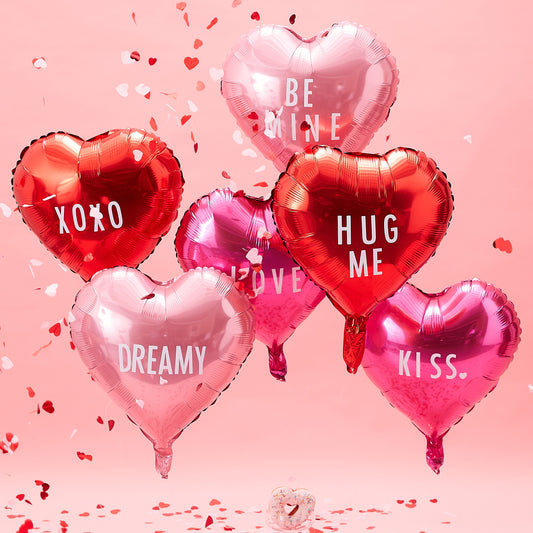 Pink Foiled Heart Balloons With Stickers