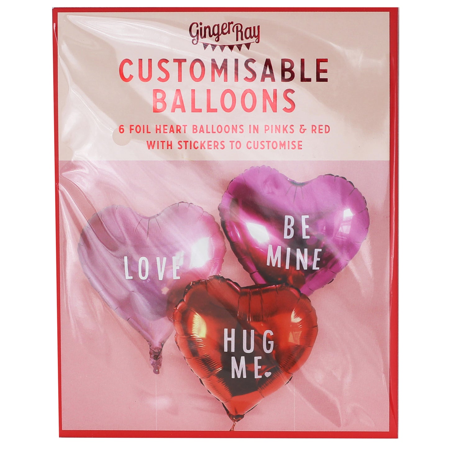 Pink Foiled Heart Balloons With Stickers