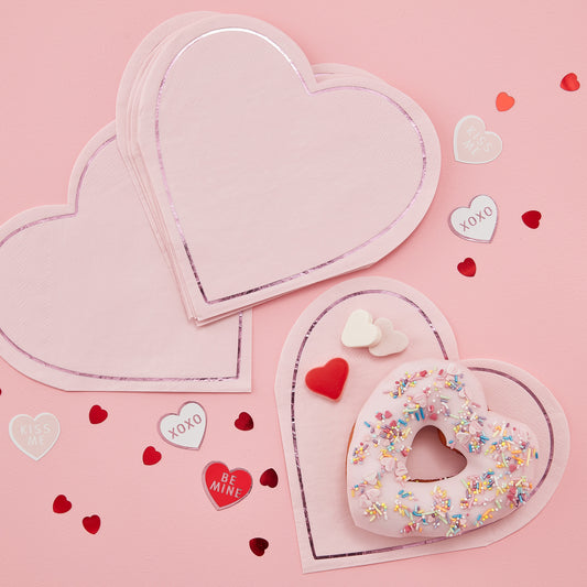Pink Heart Shaped Paper Napkins - Be My Valentine
