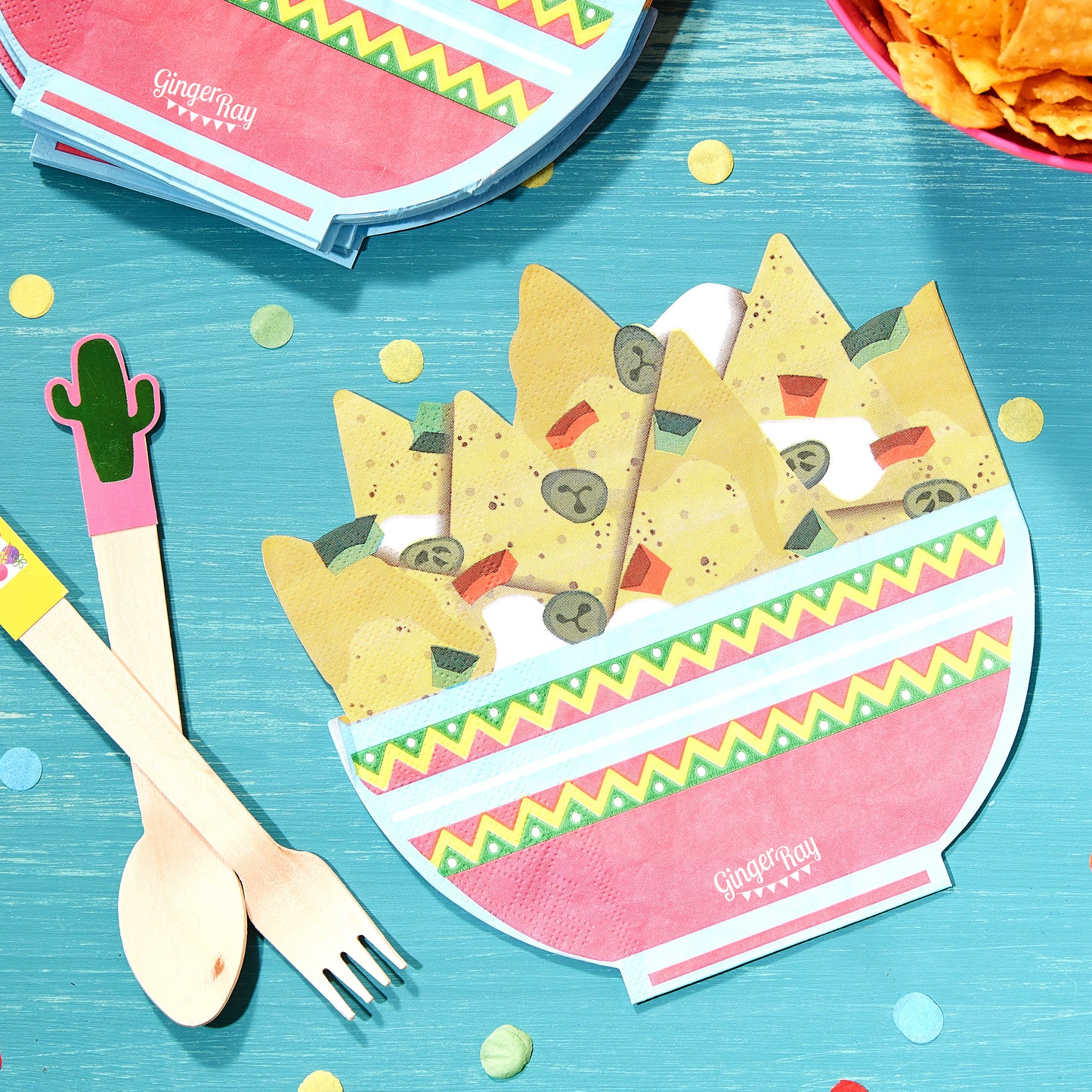 Nachos Shaped Paper Party Napkins - Viva la fiesta