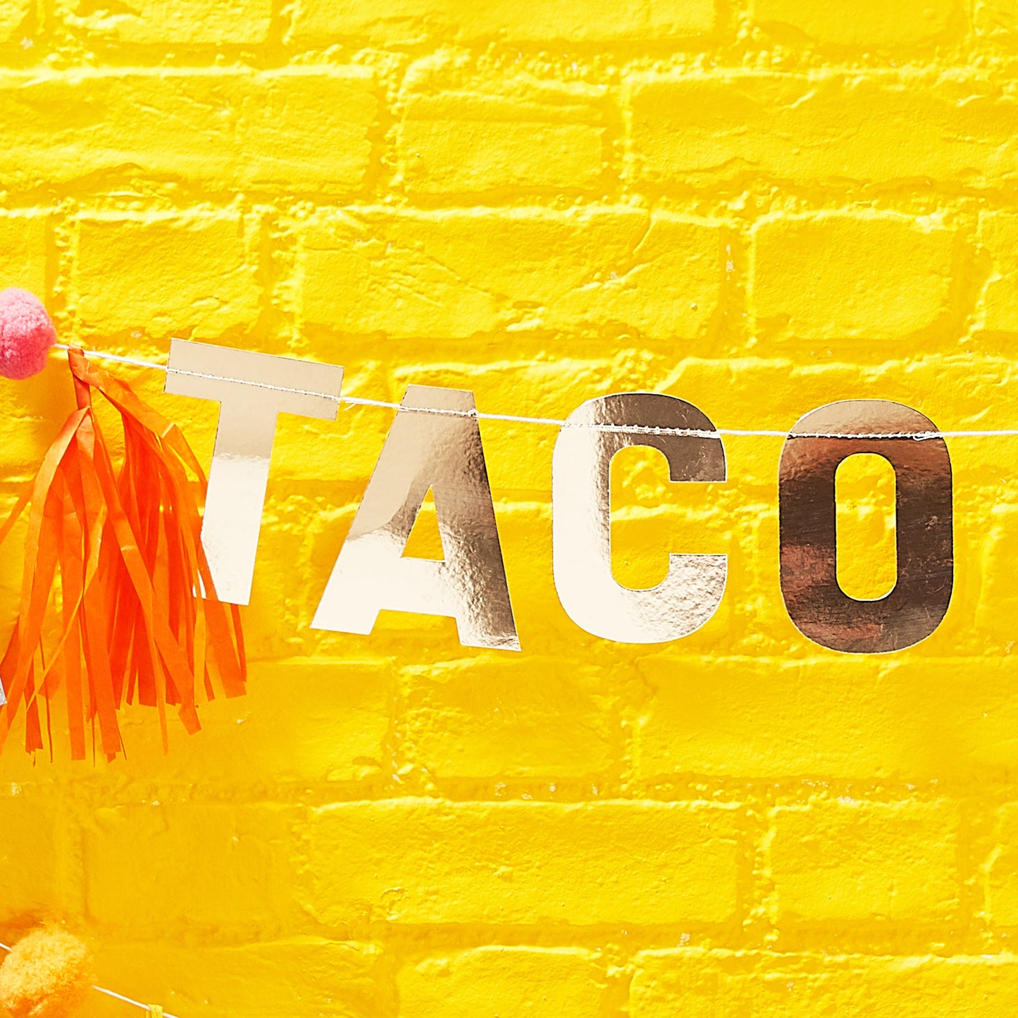 Gold Taco Party Pompom and Tassel Party Bunting  -  Viva la fiesta