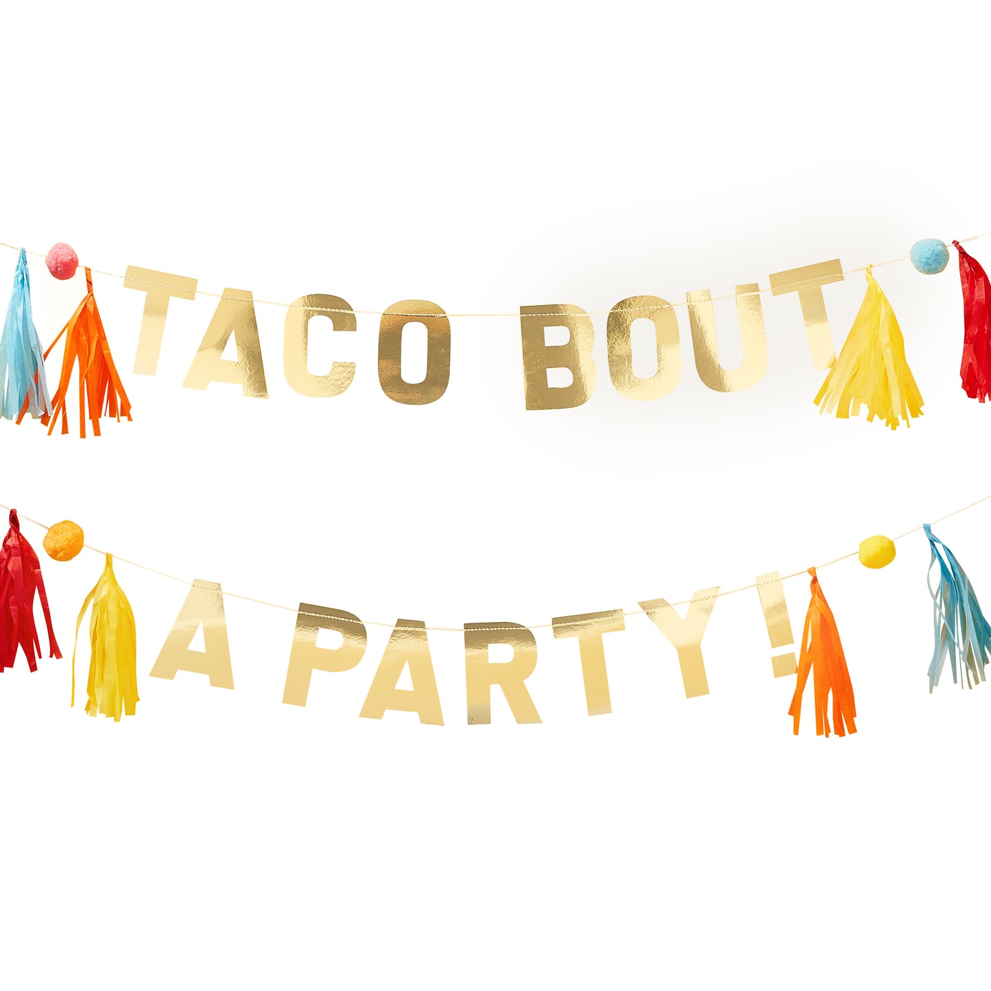 Gold Taco Party Pompom and Tassel Party Bunting  -  Viva la fiesta