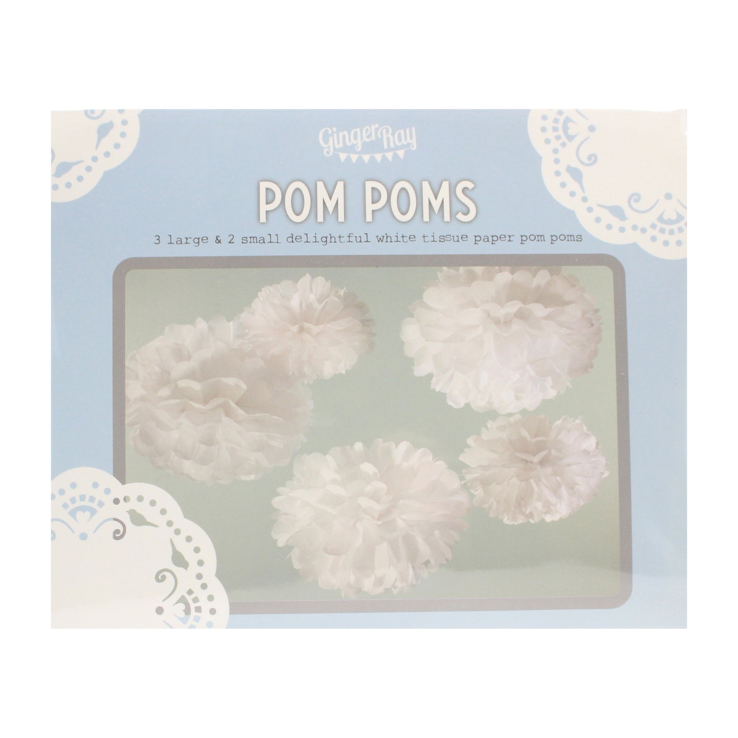 Tissue Paper Pom Poms - White - Vintage Lace