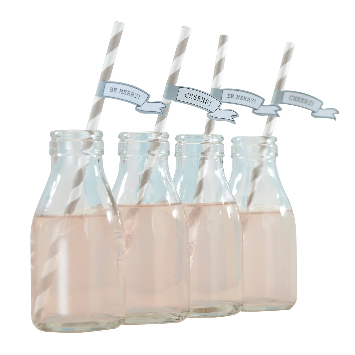 Paper Straws with Flags - Vintage Lace