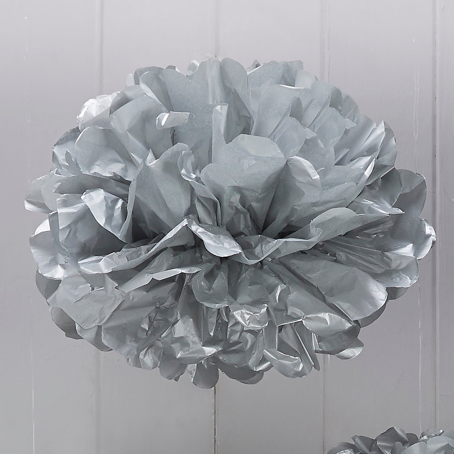 Vintage Lace - Tissue Paper Pom Poms - Silver