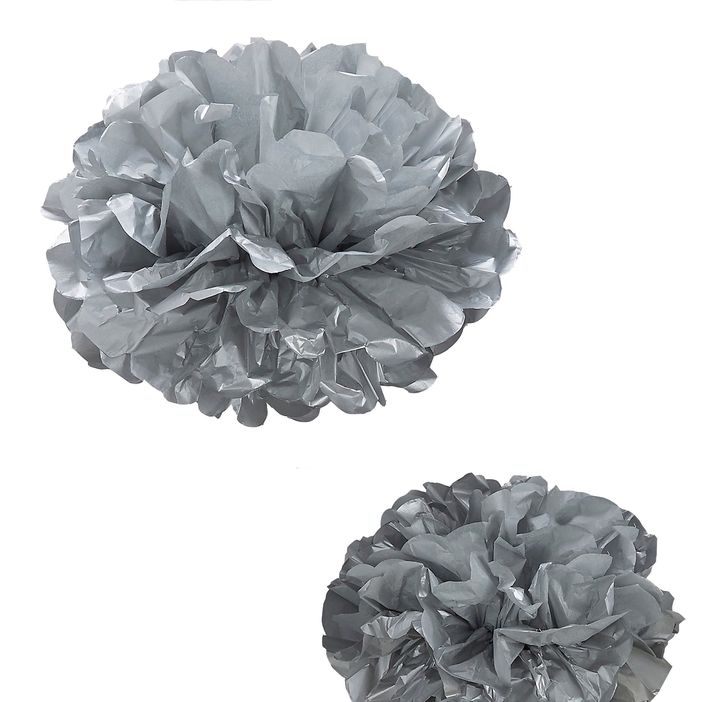 Vintage Lace - Tissue Paper Pom Poms - Silver