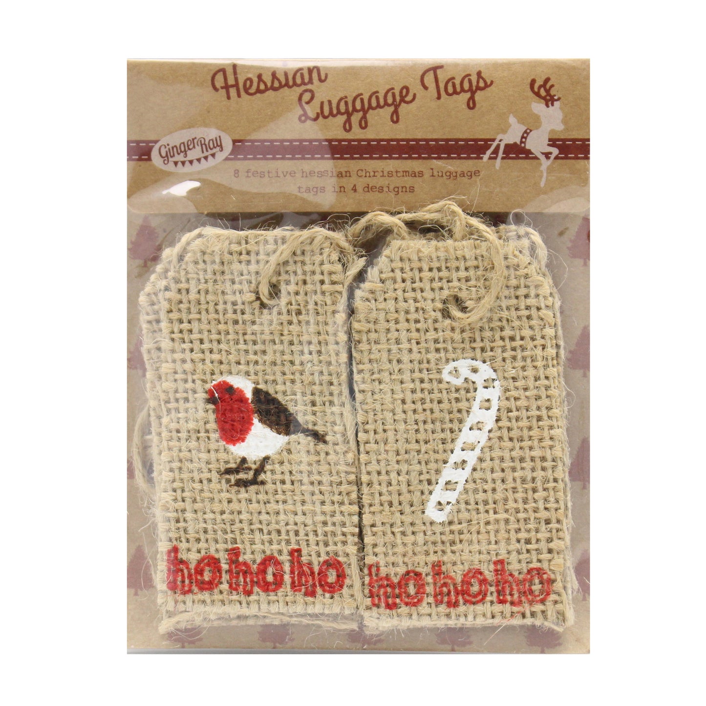 Christmas Hessian Gift Luggage Tags - Vintage Noel