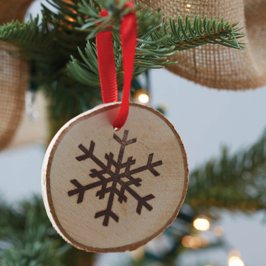 Wooden Round Snowflake Hanging Decorations - Vintage Noel