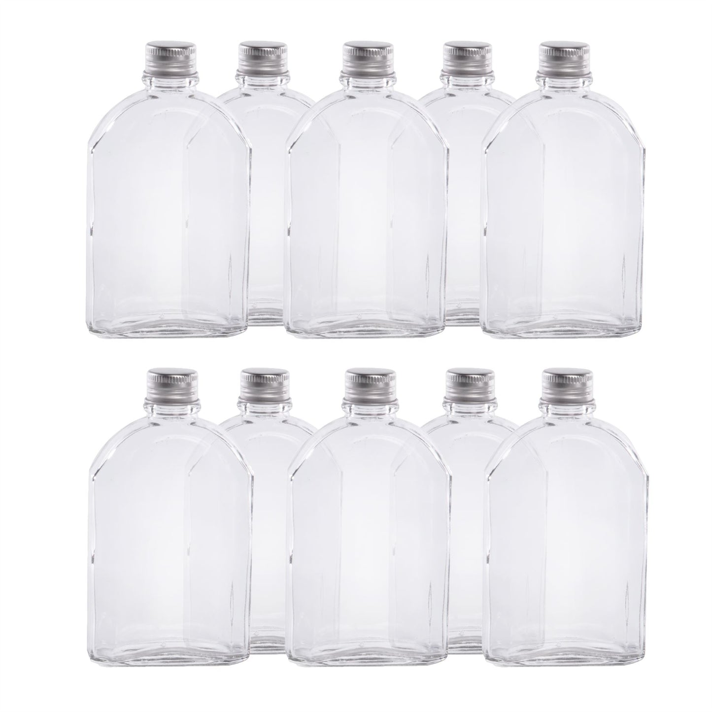 Glass Flask Bottles with Lids 200ml - Set of 10 | Pukkr	
