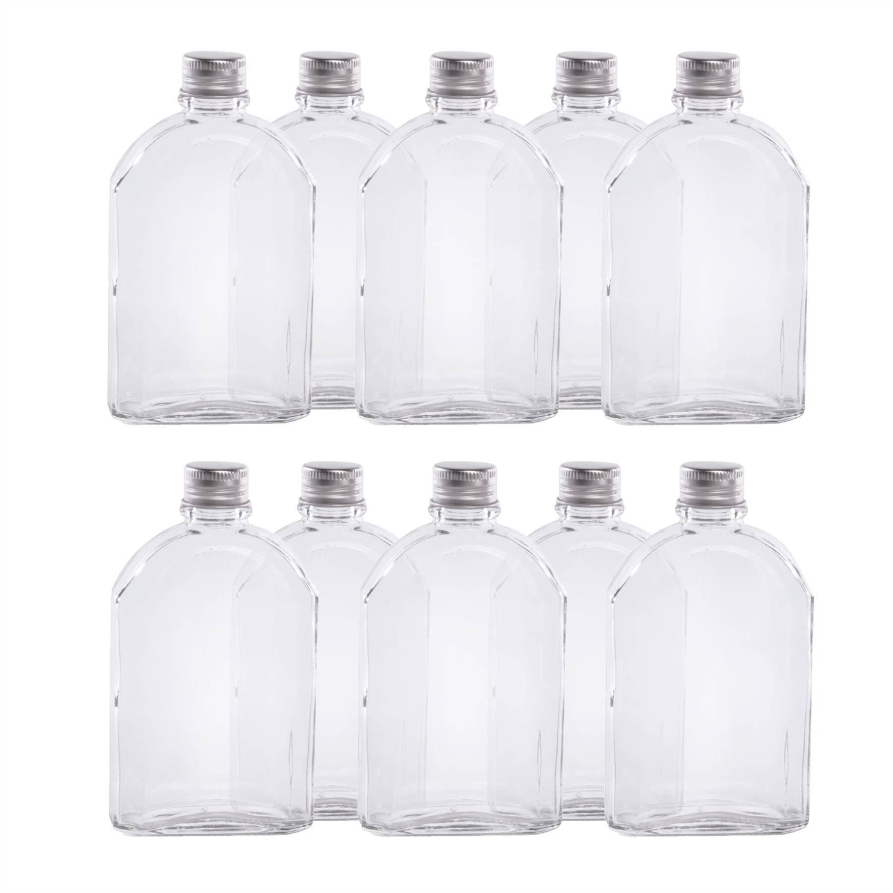 Glass Flask Bottles with Lids 200ml - Set of 10 | Pukkr	