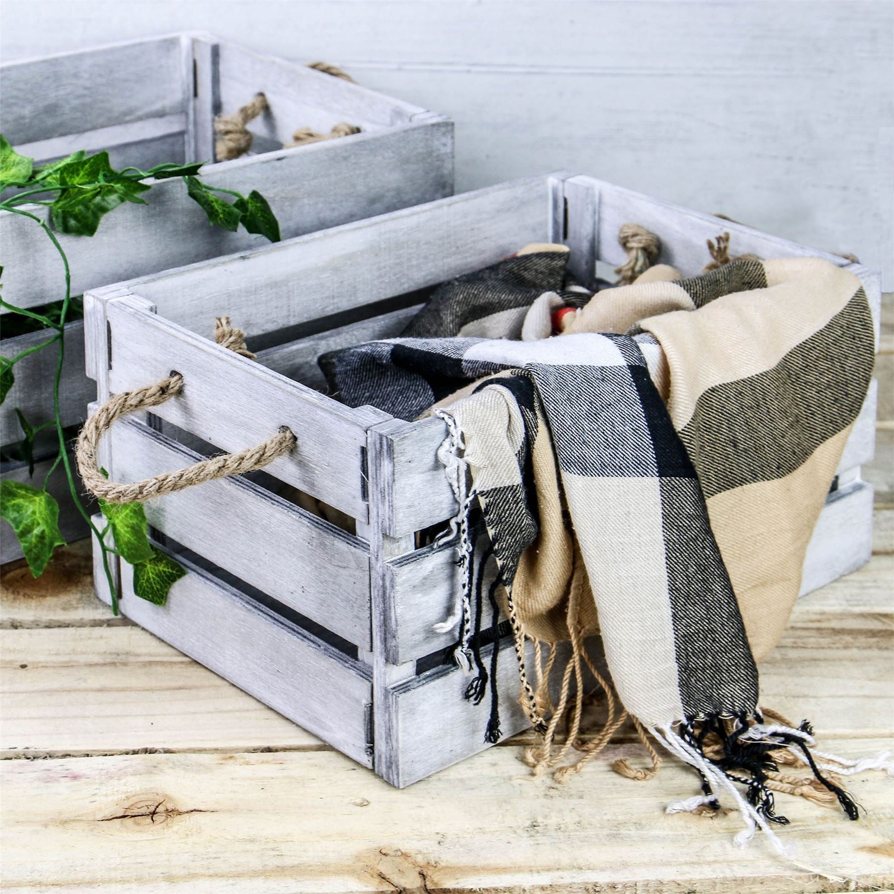 Wooden Storage Crates - Set of 3 | M&W	