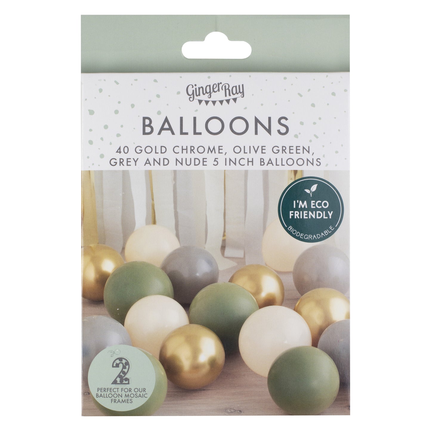 Gold Chrome, Olive Green, Grey & Nude Balloon Mosaic Balloon Pack