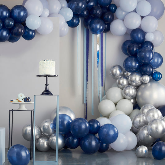 Luxe Silver, Navy & Blue Balloon Arch Kit