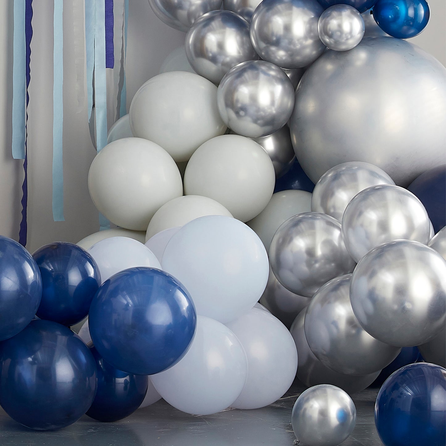 Luxe Silver, Navy & Blue Balloon Arch Kit