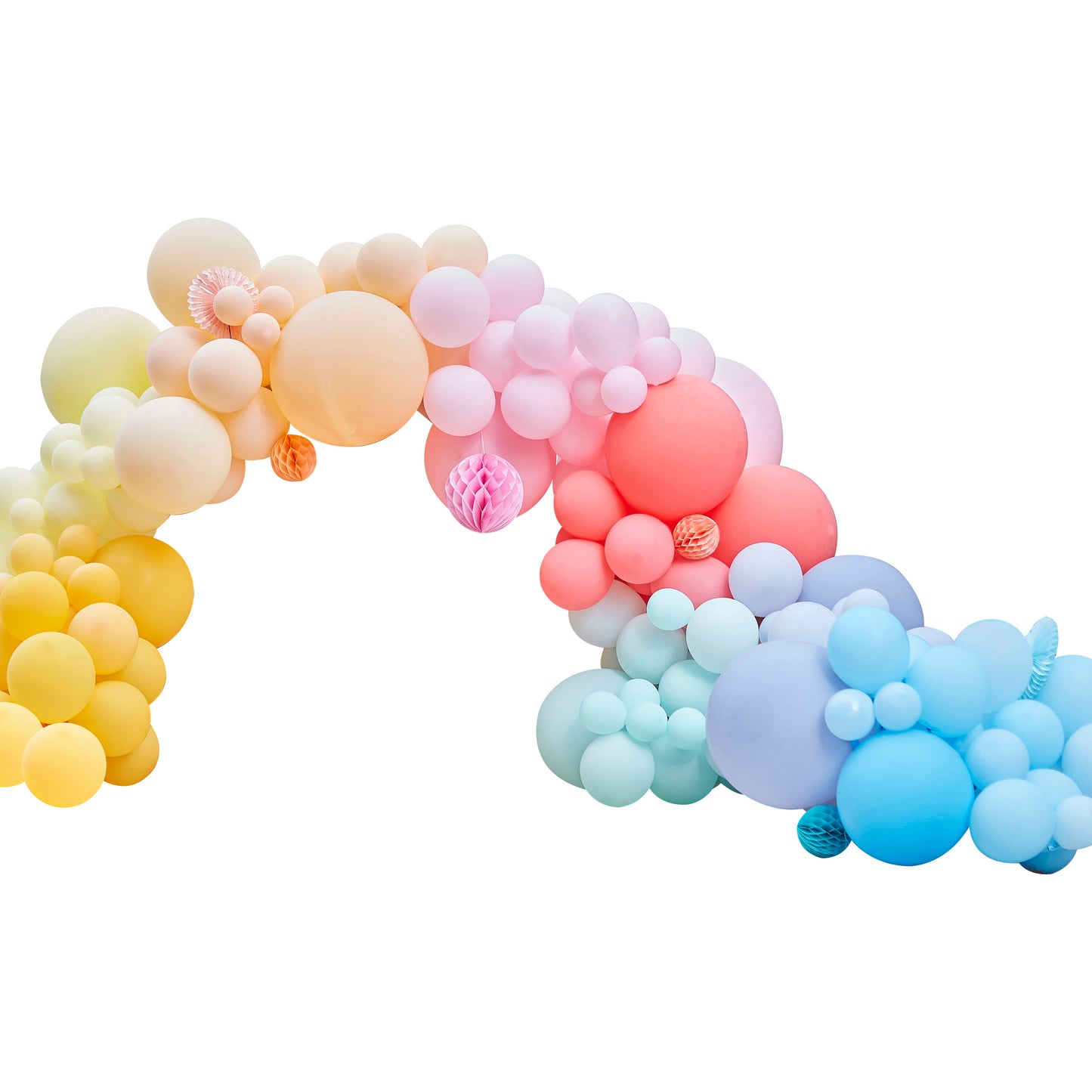 Luxe Bright Balloon Arch with Paper Honeycombs