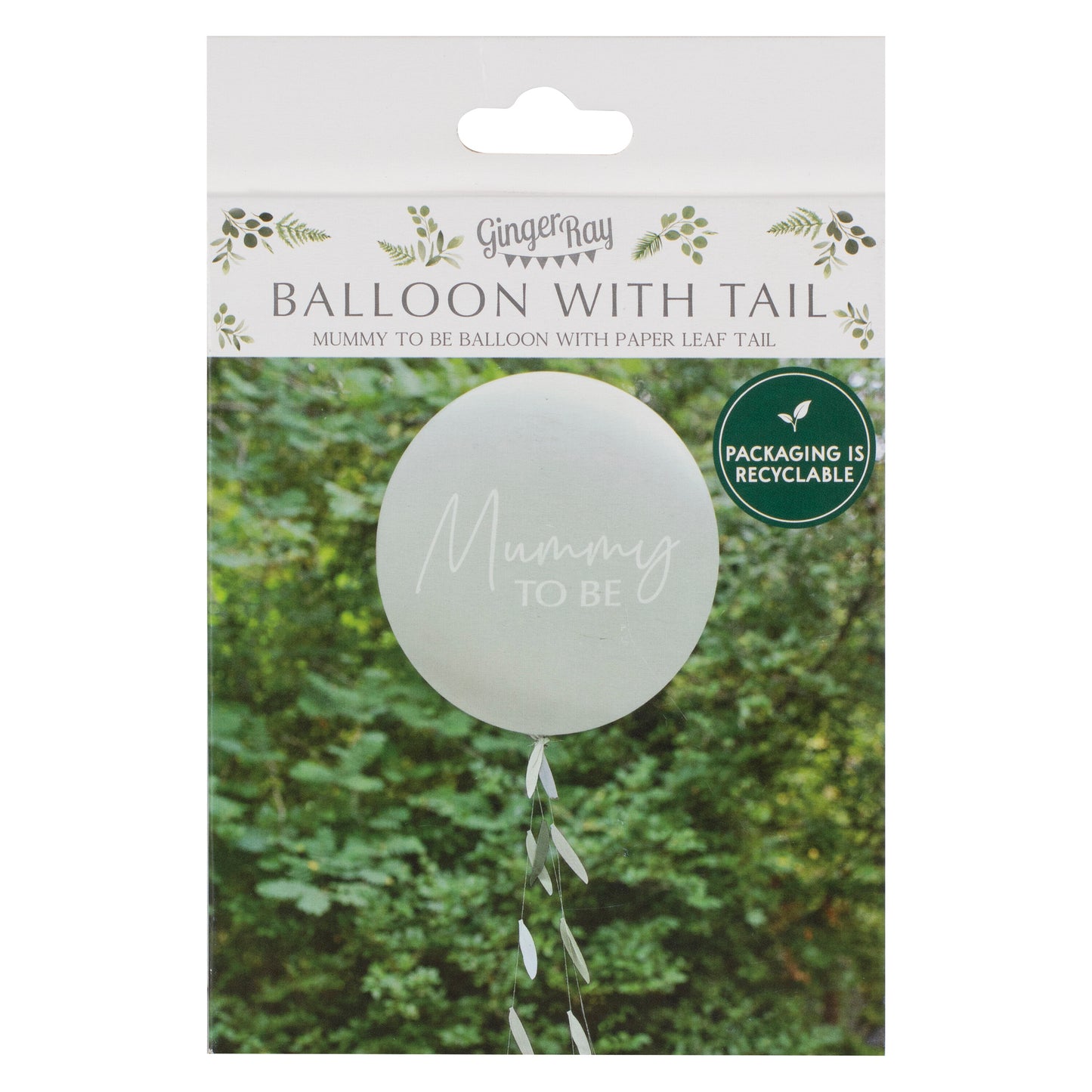 Mummy To Be Baby Shower Balloon with Botanical Tail