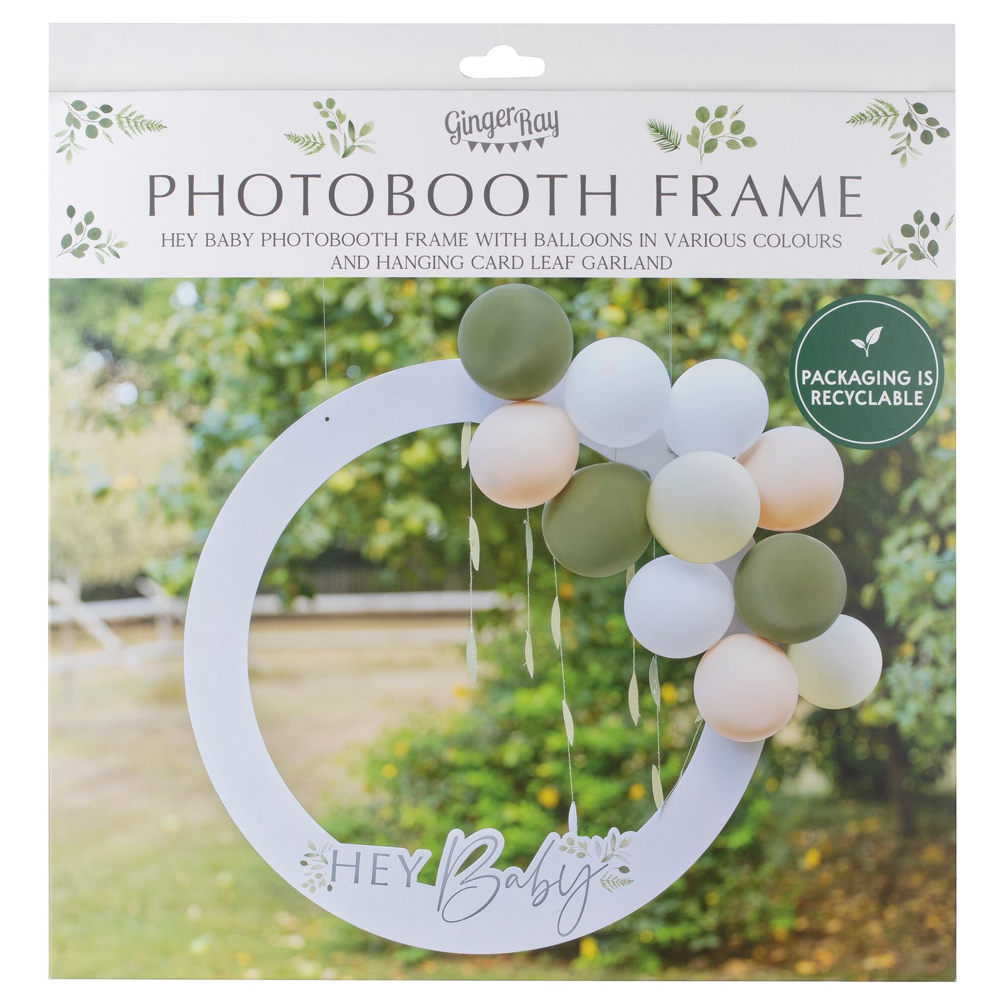 Hey Baby Botanical Baby Shower Photo Booth Frame