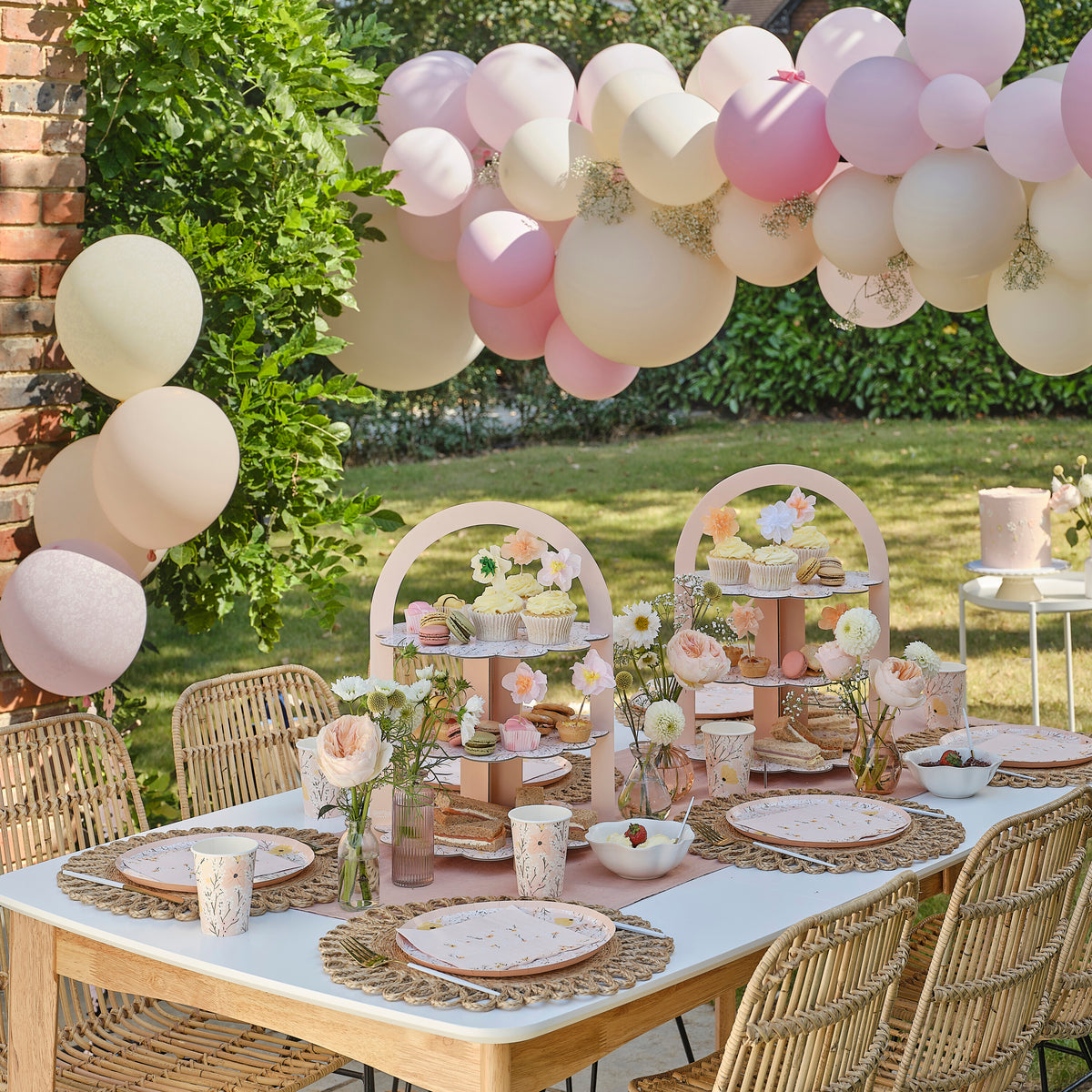 Pastel Flower Balloon Bundle with Floral Balloon Tails